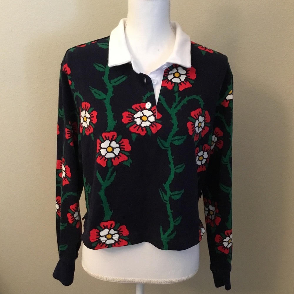 Rowing Blazers x Target Women's Rose Print Long Sleeve Rugby Shirt Size XLARGE